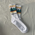 Casablanca Wave Print Striped Crew Socks