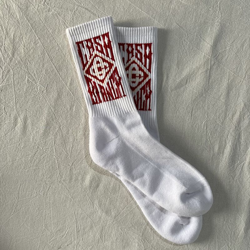 Casablanca Logo Crew Socks White Orange