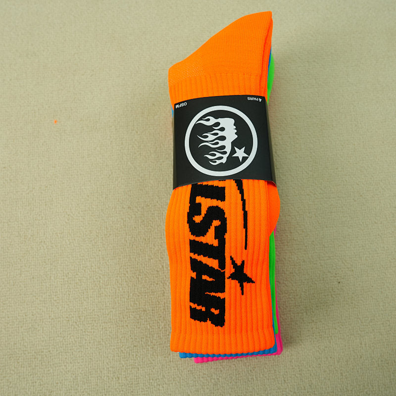 Hellstar Logo Socks （4 Pack） Neon
