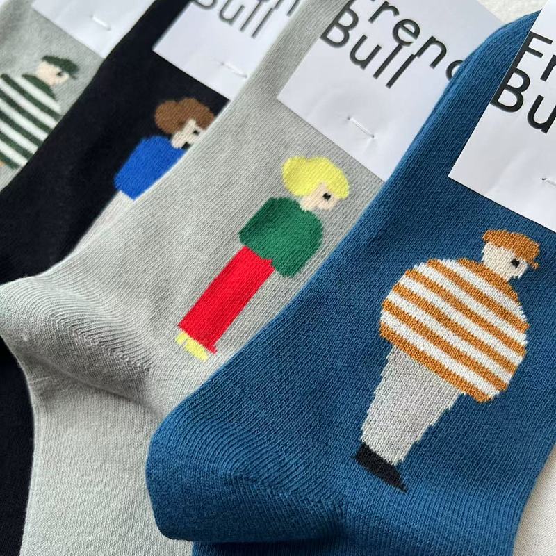 French Bull Cotton Crew Socks with Character Print