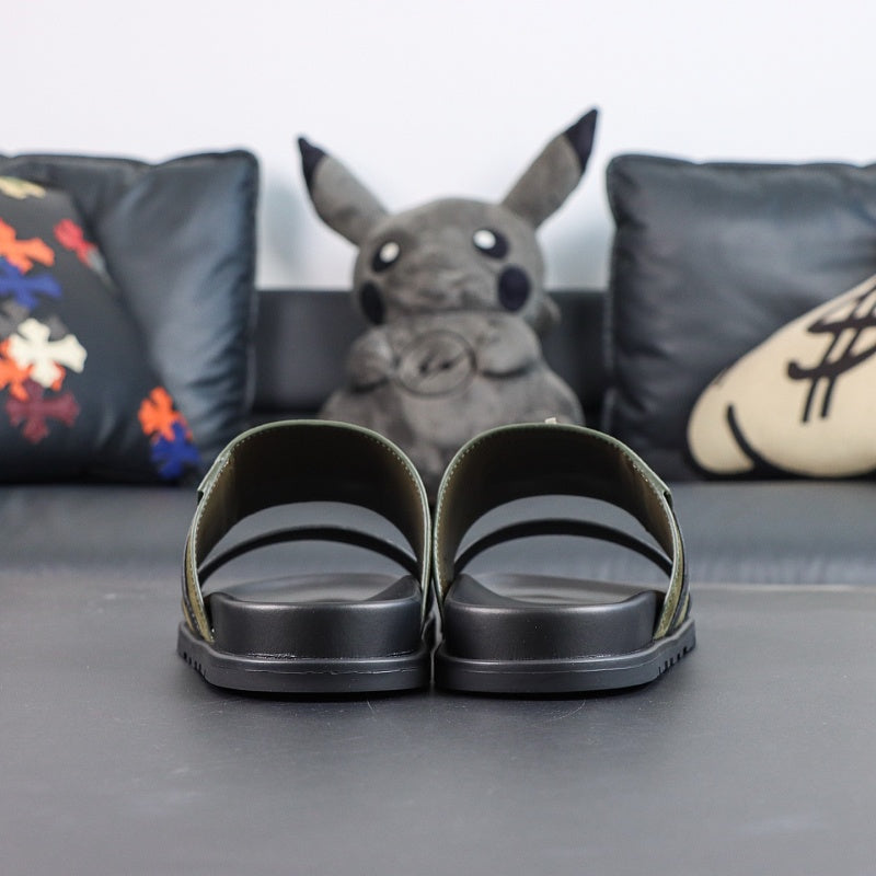 Hermes Extra Sandal - Kaki/Noir