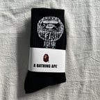 A Bathing Ape Crew Socks - Black/White/Gray/Cream