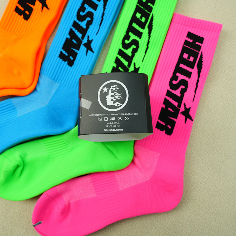 Hellstar Logo Socks （4 Pack） Neon