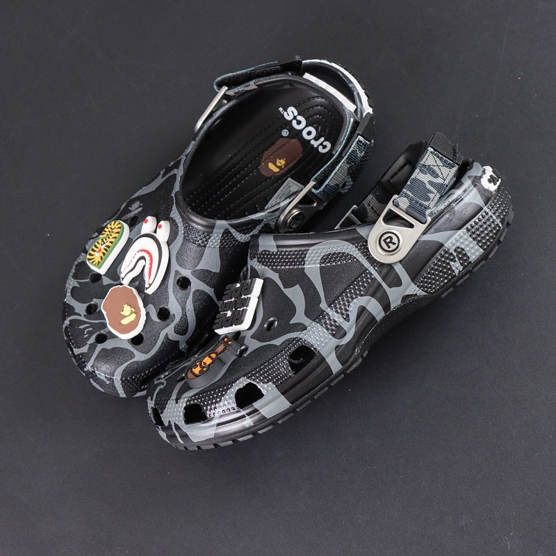 BAPE x Crocs Classic Clog - Black/Grey ABC Camo
