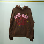Sp5der Angel Number Hoodie Brown