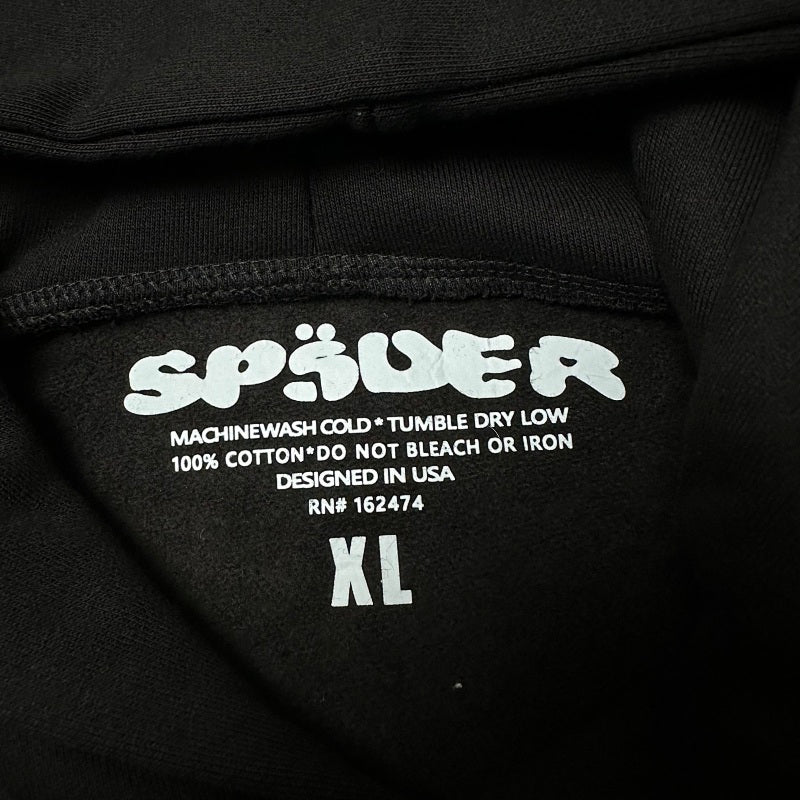 Sp5Der Rhinestone Logo Hoodie Black