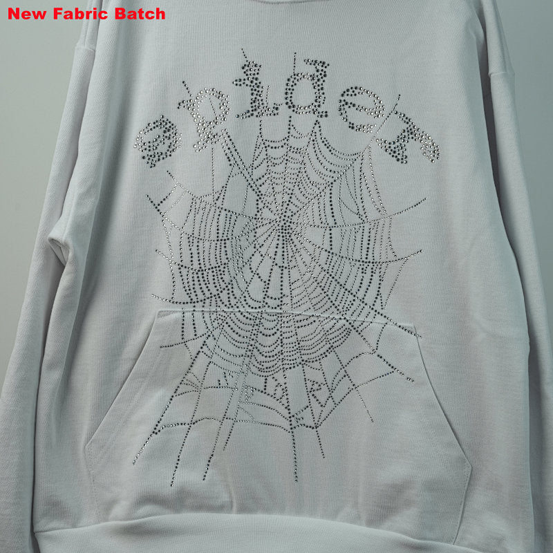 Sp5Der Rhinestone Logo Hoodie White
