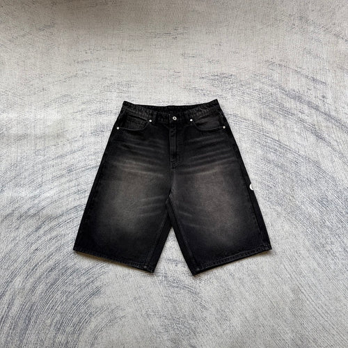 Black Washed Denim Jeans - Red Dragon Embroidery