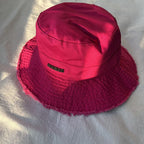 Jacquemus Pink Frayed Brim Bucket Hat