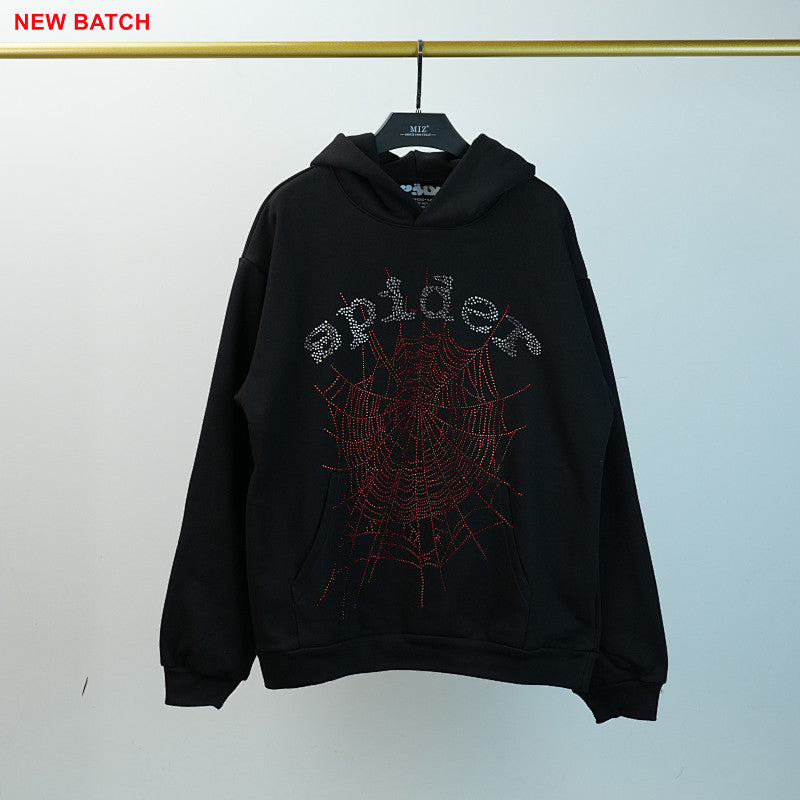 Sp5Der Rhinestone Logo Hoodie Black