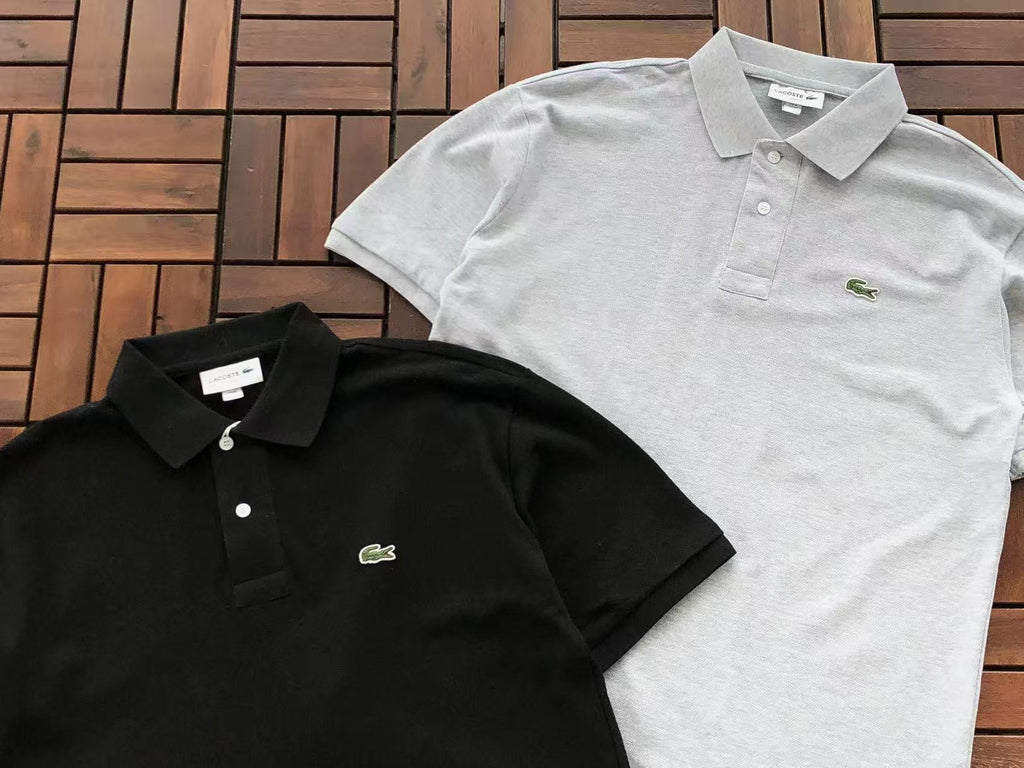 Lacoste Black Grey Slim-Fit Polo Shirt