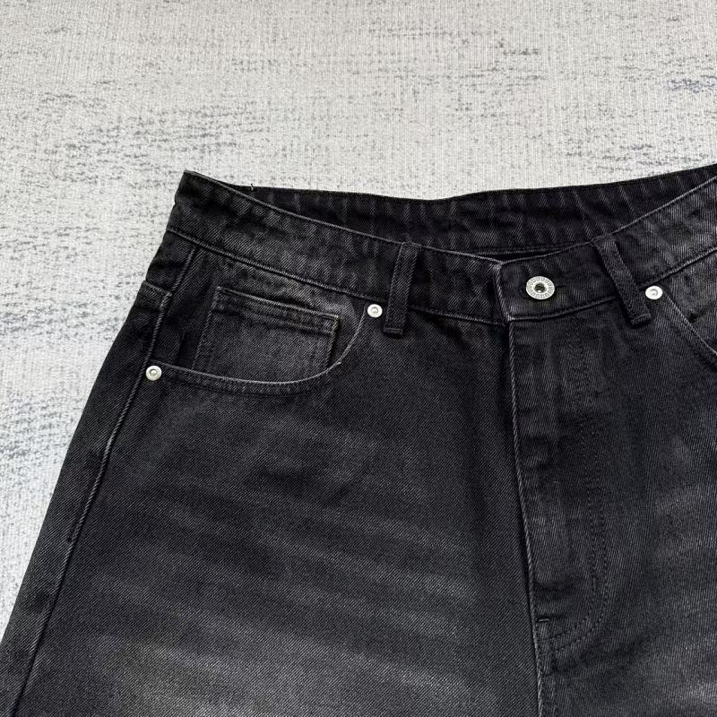Unknown Brand Black Washed Denim Shorts - Tiger/Sakura Embroidery