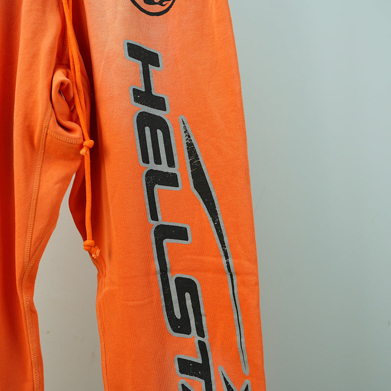 Hellstar Fire Orange Closed Elastic Bottom Sweatpants Orange Dye
