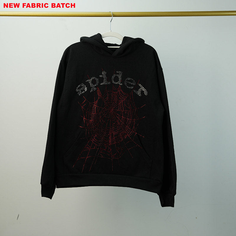 Sp5Der Rhinestone Logo Hoodie Black