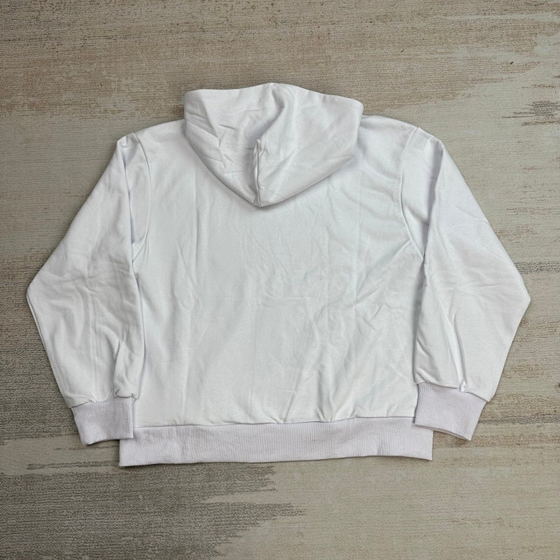 Sp5Der Rhinestone Logo Hoodie White