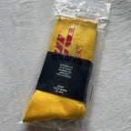 Yellow Crew Socks with Red Logo Design