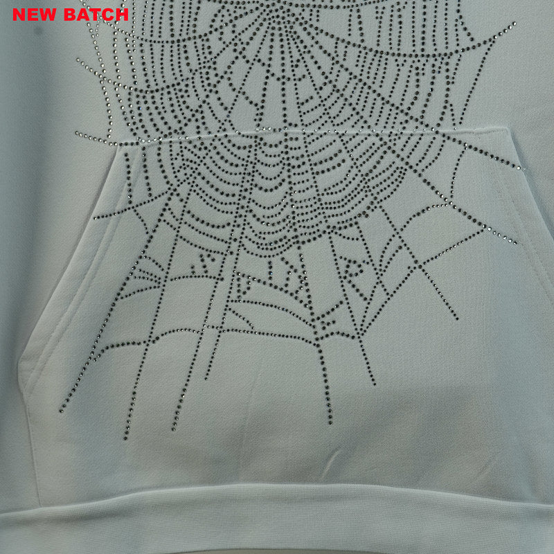 Sp5Der Rhinestone Logo Hoodie White