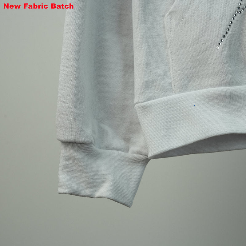 Sp5Der Rhinestone Logo Hoodie White
