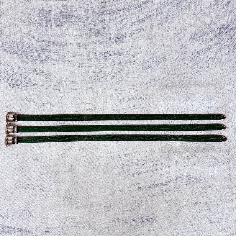Unknown Brand Crocodile-Embossed Belt - Green
