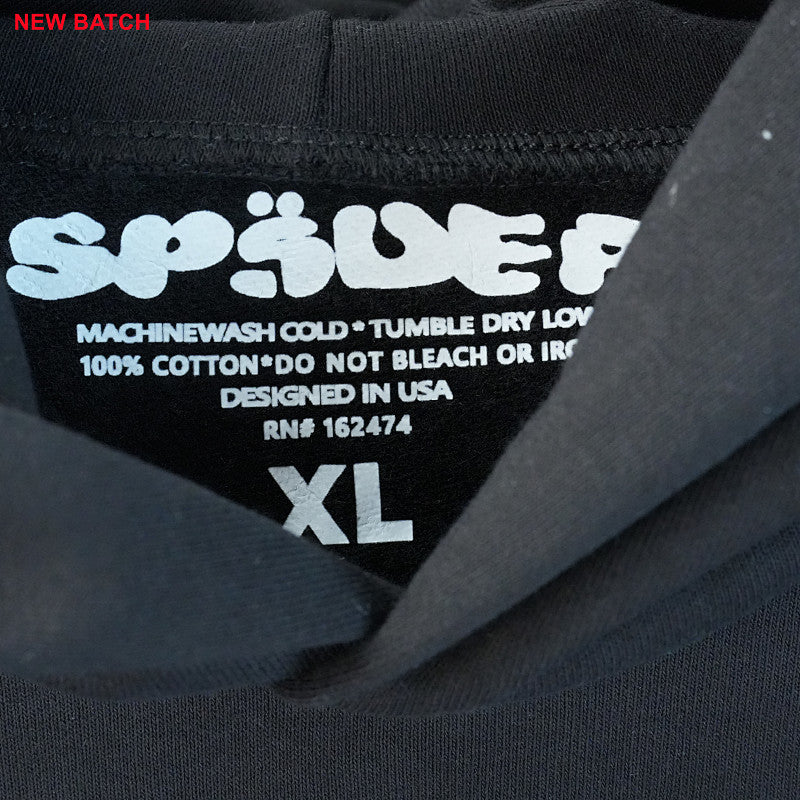 Sp5Der Rhinestone Logo Hoodie Black