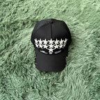 Black Mesh Trucker Caps with Embroidered Graphics