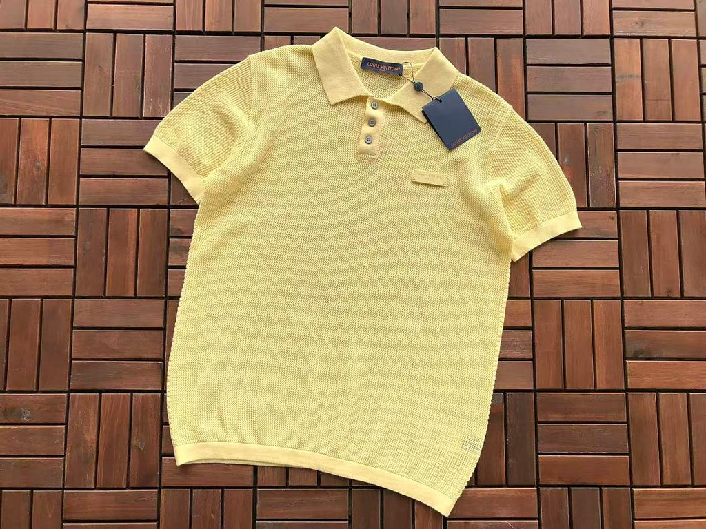 Yellow Knit Short-Sleeve Polo Shirt
