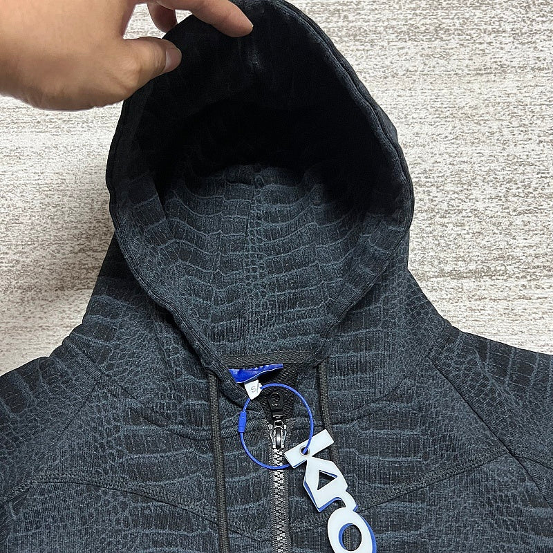 Unknown Brand Grey Croc-Print Zip Garment
