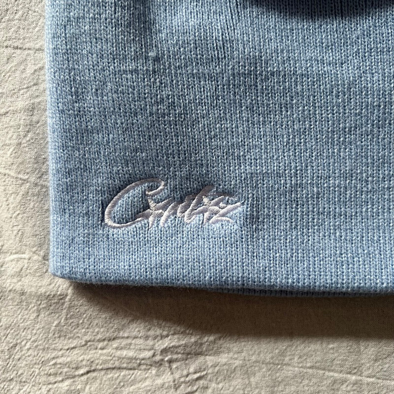 Chulez Knit Beanie - Light Blue/White