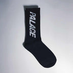 Palace Logo Crew Socks Black and White