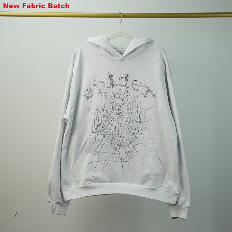 Sp5Der Rhinestone Logo Hoodie White