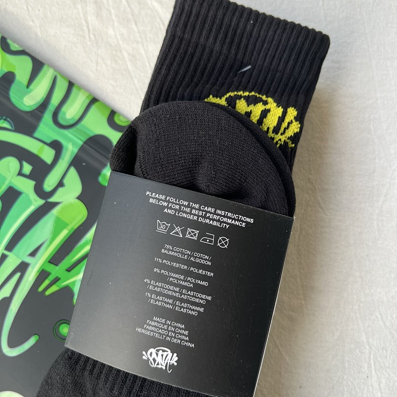 Black Crew Socks with Graffiti Logo Twin Pack