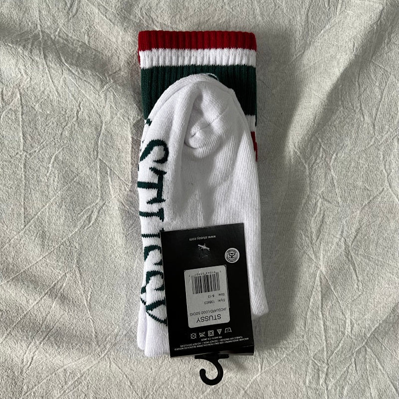 Stüssy Crew Socks - Green/Red/White