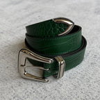 Crocodile-Embossed Belt - Green