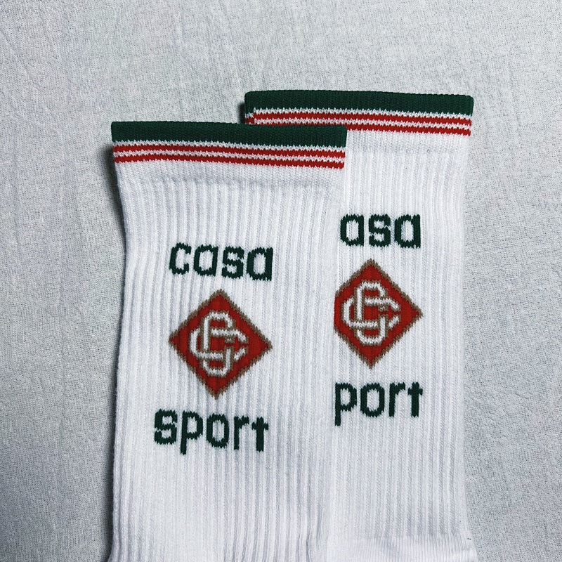 Casablanca Crew Socks - White/Green/Red