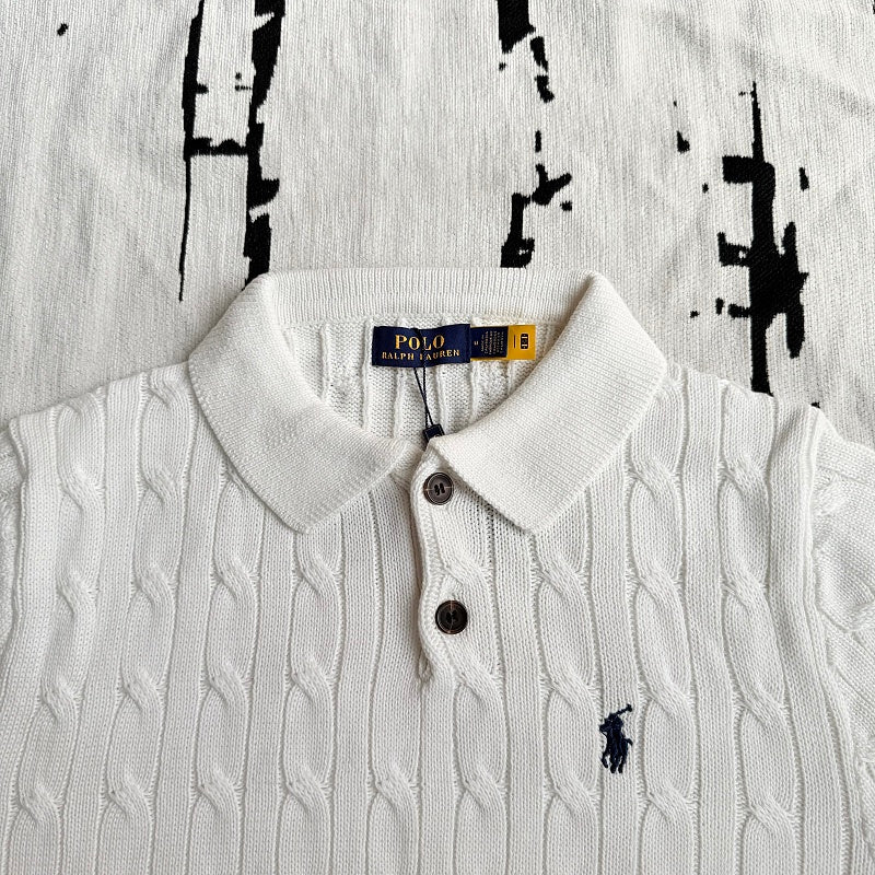 Polo Ralph Lauren Cable-Knit Polo Sweater - White