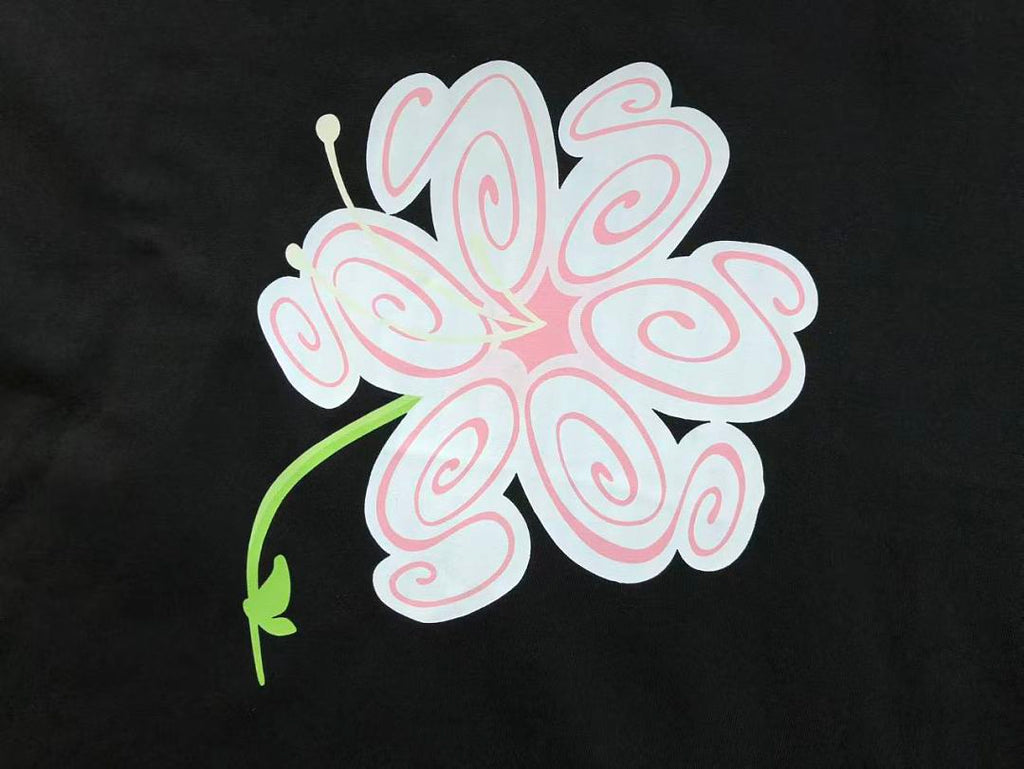 Black Flower Graphic Stussy T-Shirt