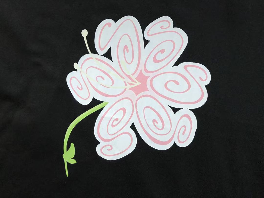 Black Flower Graphic Stussy T-Shirt