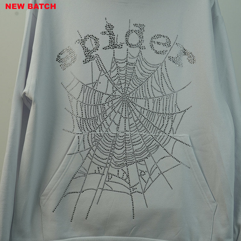 Sp5Der Rhinestone Logo Hoodie White