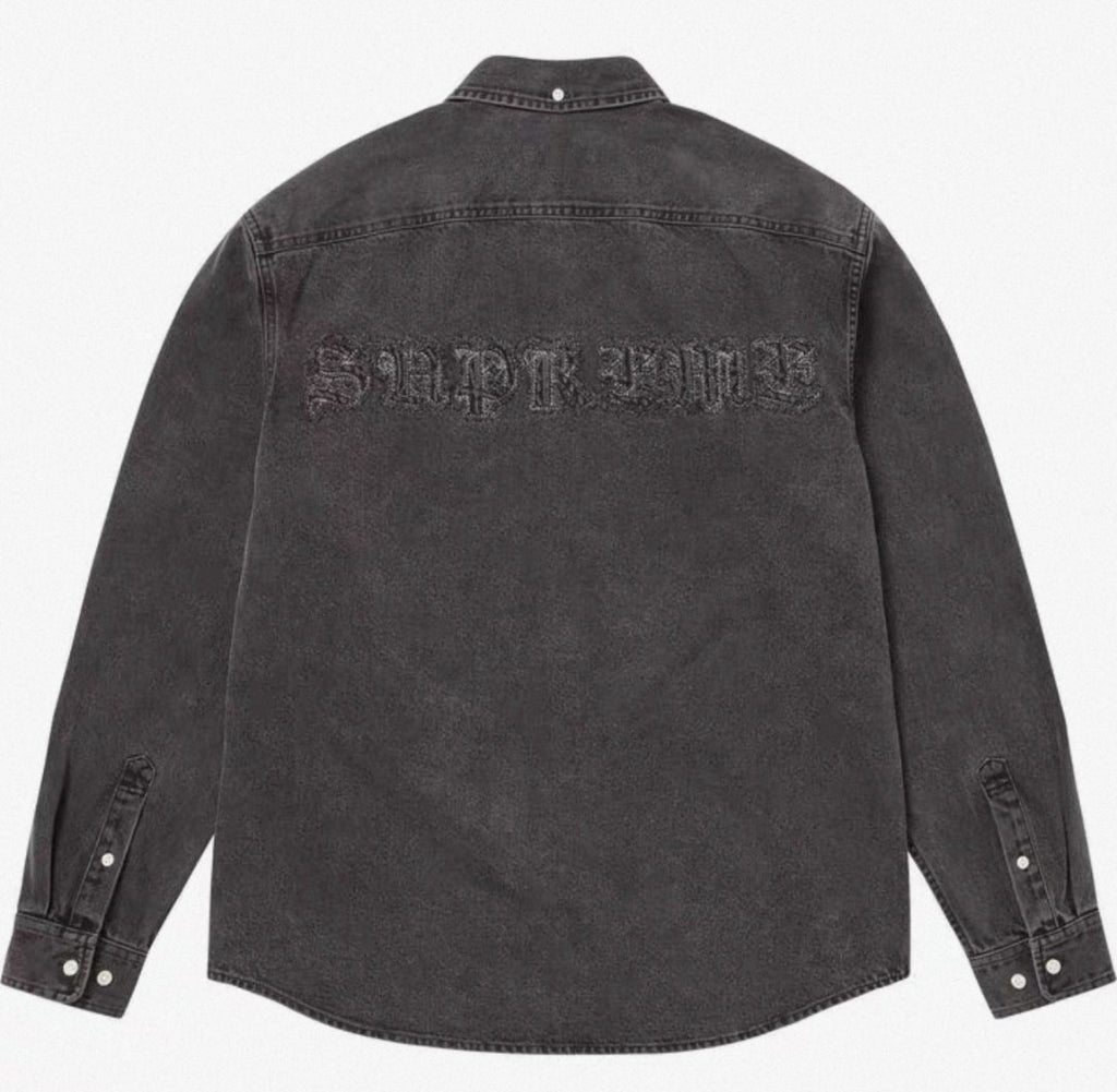 Supreme Gothic Logo Denim Button-Up Shirt