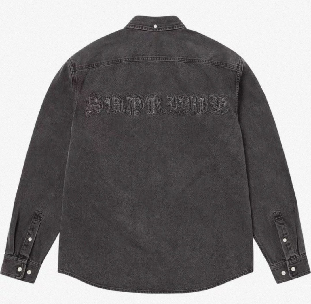Supreme Gothic Logo Denim Button-Up Shirt