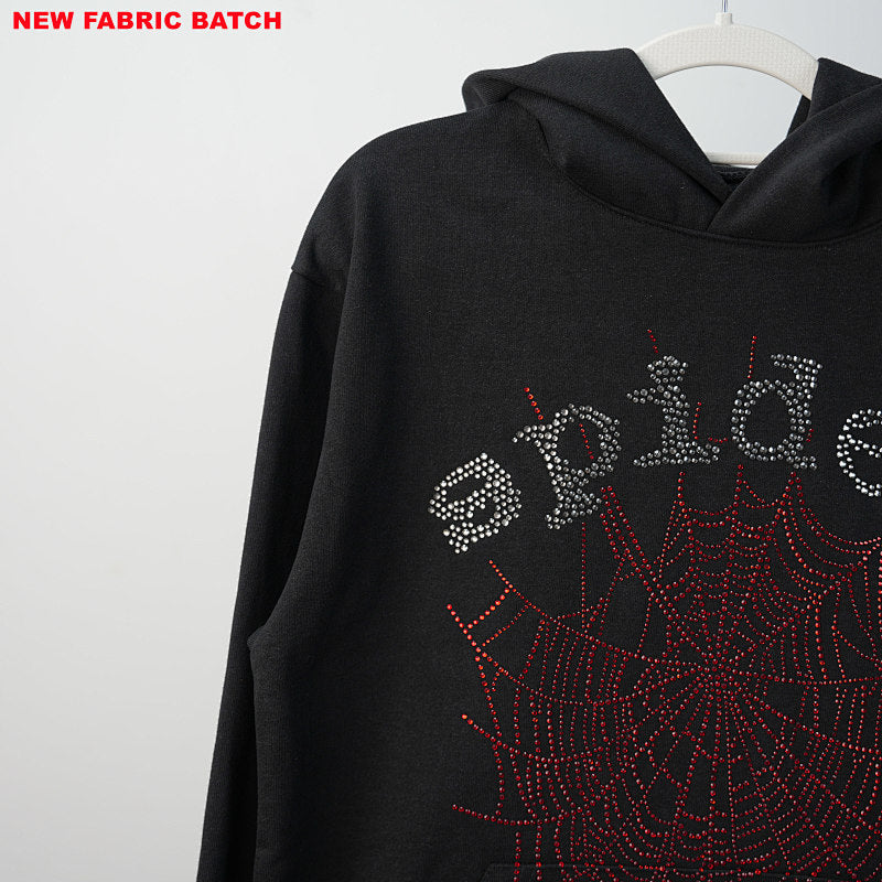 Sp5Der Rhinestone Logo Hoodie Black