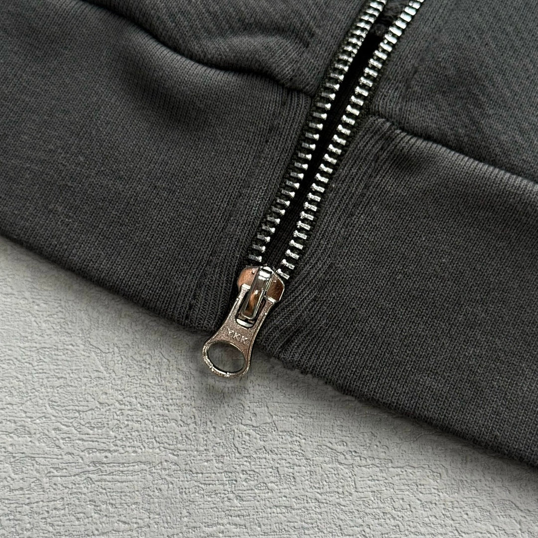 Rhinestone Cotton Wreath Zip Hoodie