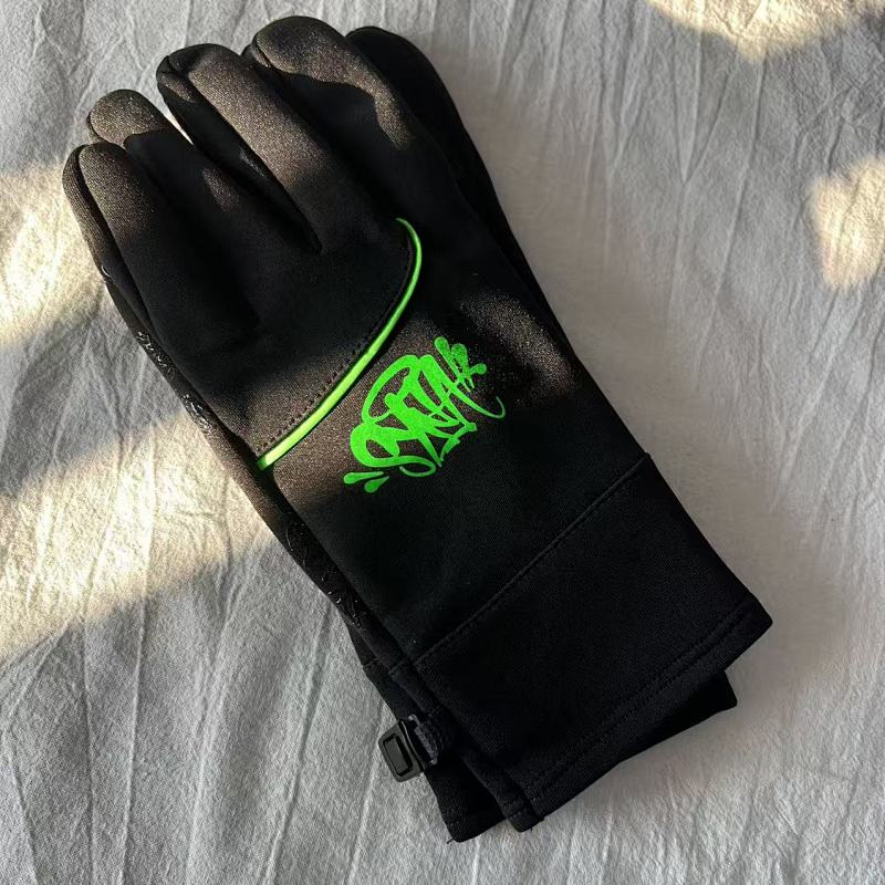 Black Full-Finger Gloves with Graffiti Logo