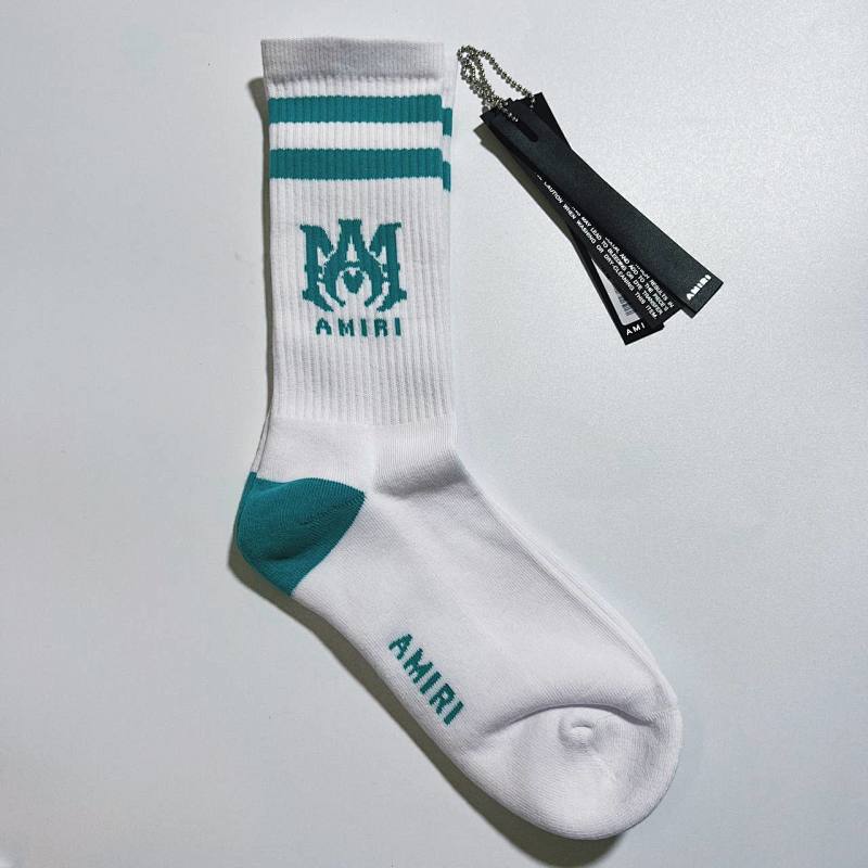 AMIRI Athletic Crew Socks - White/Red/Teal