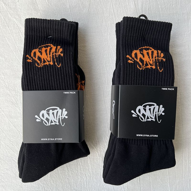 Black Crew Socks with Graffiti Logo Twin Pack
