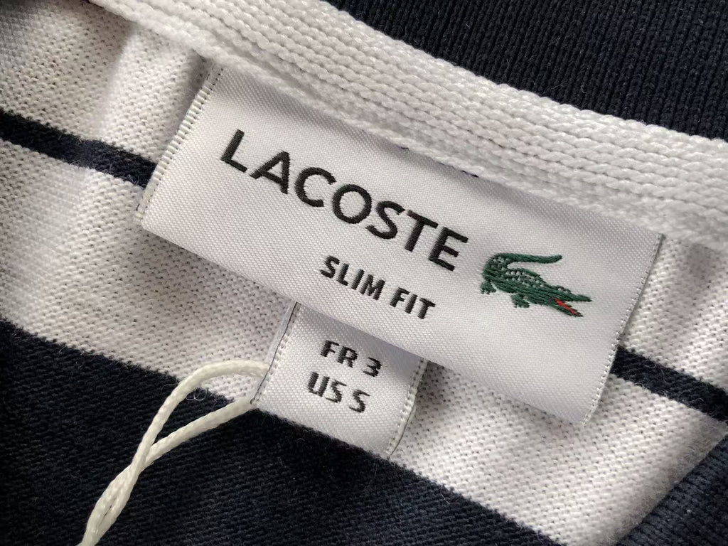 Lacoste Navy White Striped Polo Shirt
