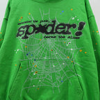 Sp5Der Punk V2 Rhinestone Hoodie Bright Green