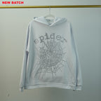 Sp5Der Rhinestone Logo Hoodie White