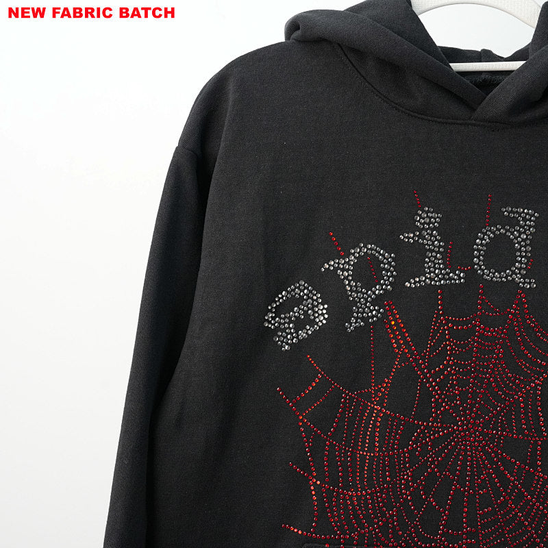 Sp5Der Rhinestone Logo Hoodie Black
