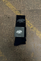 Black Crew Socks with Graffiti Logo Twin Pack